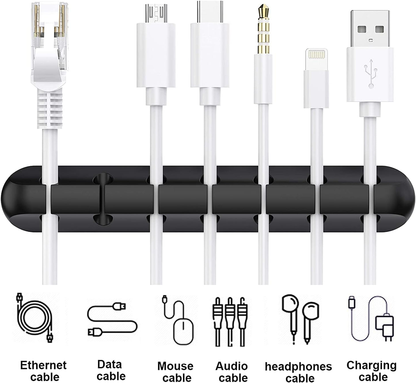 Organizador de Cables Autoadhesivo – Soporte de Gestión para Cables USB, de Carga y Auriculares (3 Piezas)