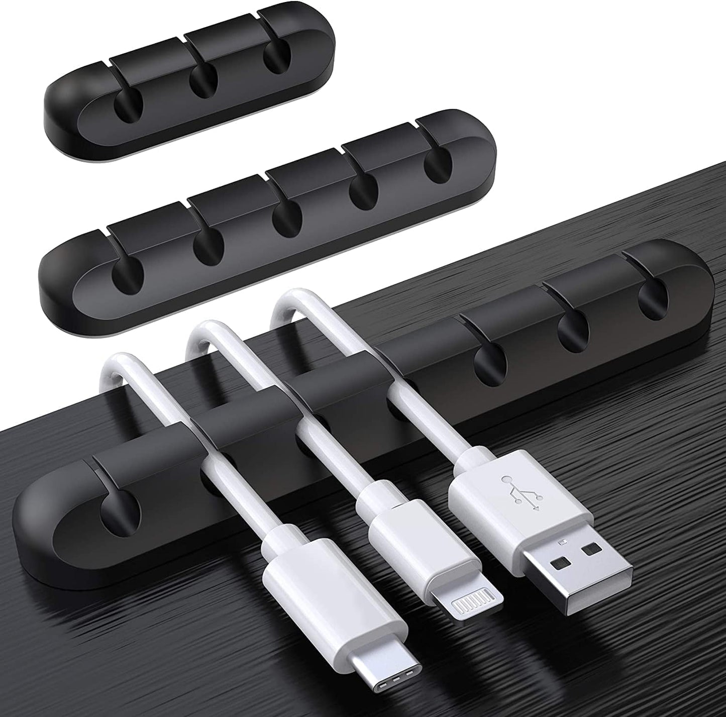 Organizador de Cables Autoadhesivo – Soporte de Gestión para Cables USB, de Carga y Auriculares (3 Piezas)