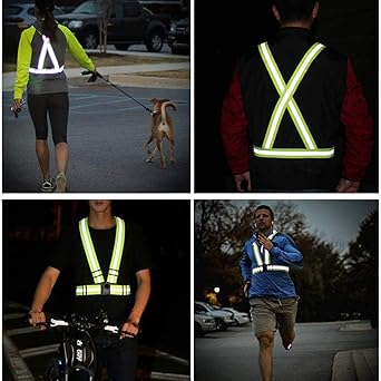 Chaleco Arnés Reflectante de Alta Visibilidad para Correr, Ciclismo y Trabajo Nocturno